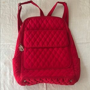 Vera Bradley Microfiber Berry Red Small Backpack EUC!